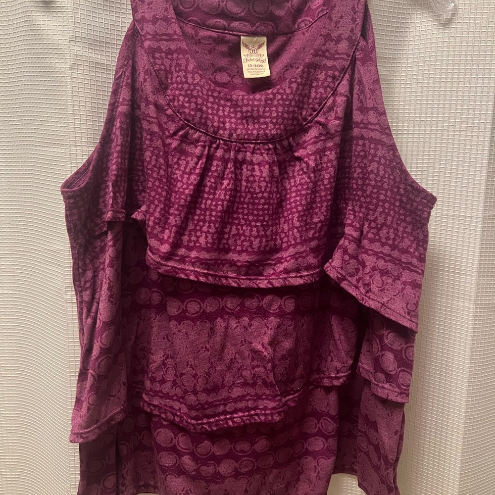 Faded Glory Plum Layered Cold-Shoulder Tank